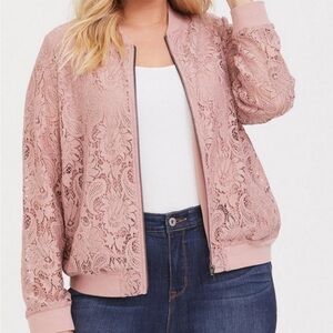 Lace lined bomber jacket - light pink 3x